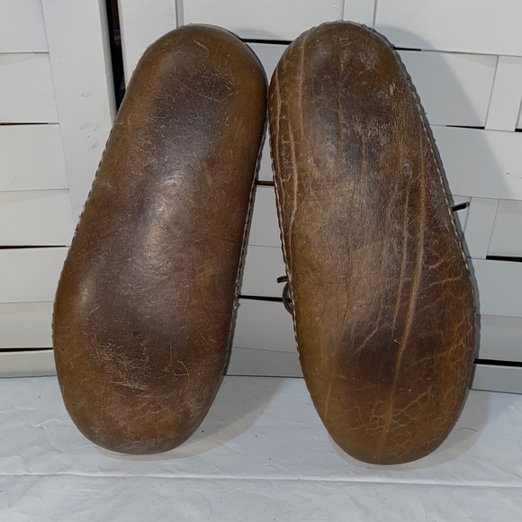 Vintage Handmade Men's Brown Leather Moccasins Size 7.5-8 - Picture 5 of 5